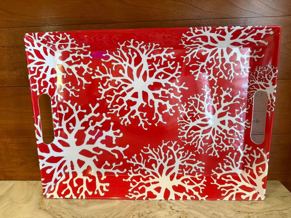 Kim Seybert Red Coral Melamine Serving Tray